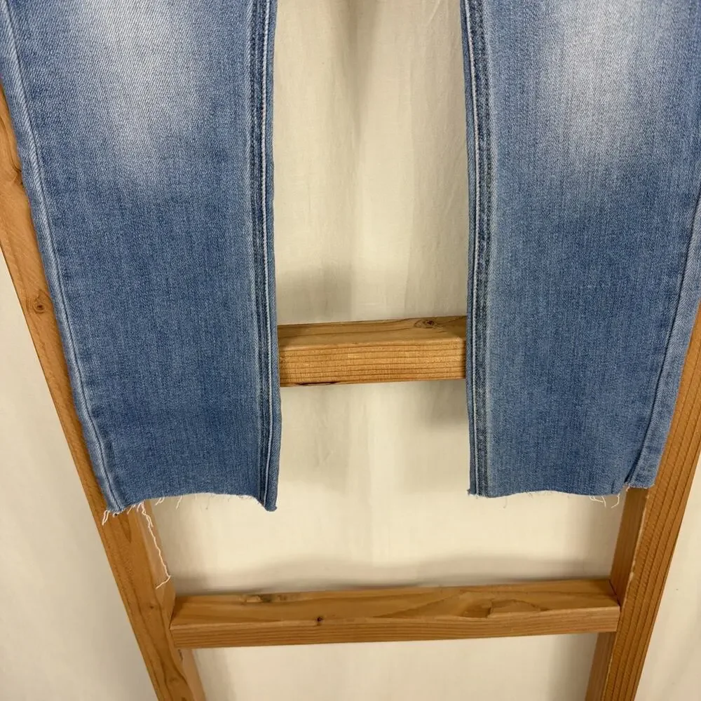 NWT KanCan Blue Button Up Fly Raw Hem Straight Leg Jeans #1388 Size 24 - Picture 2 of 5